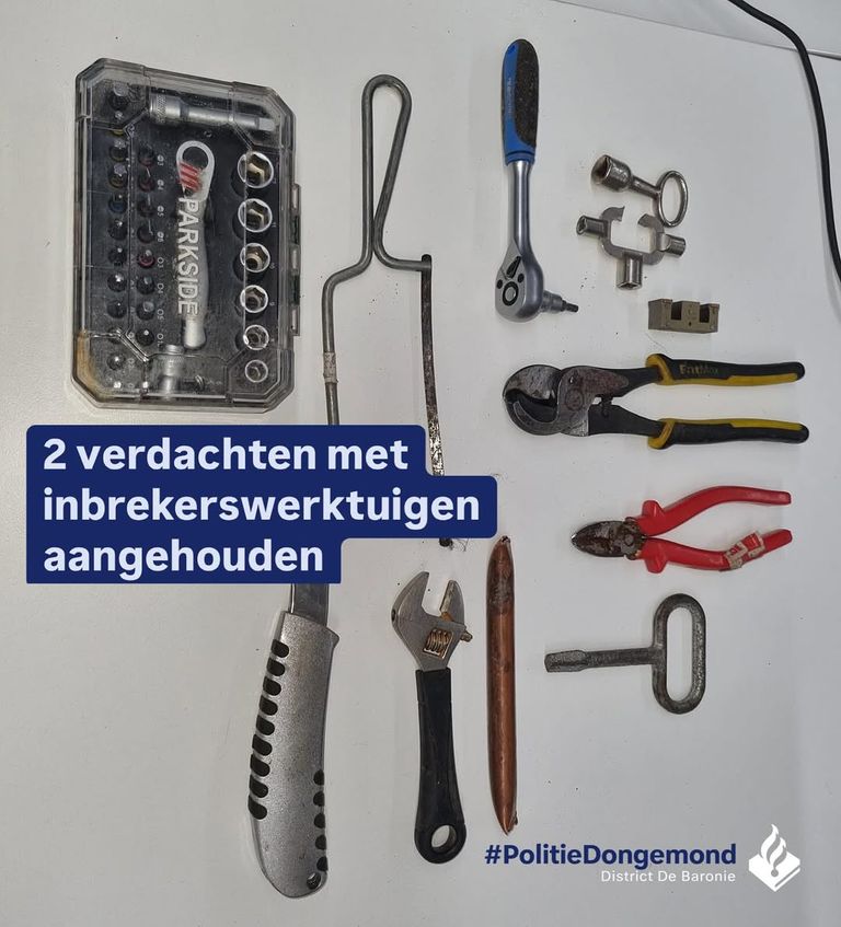 De politie nam het gereedschap in beslag (foto: Politie Dongemond).