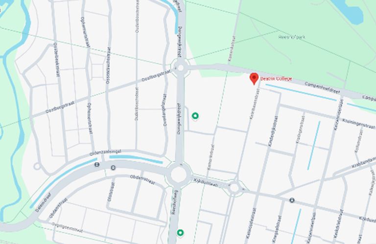 De twee rotondes waar het over gaat. (Foto Google Maps)