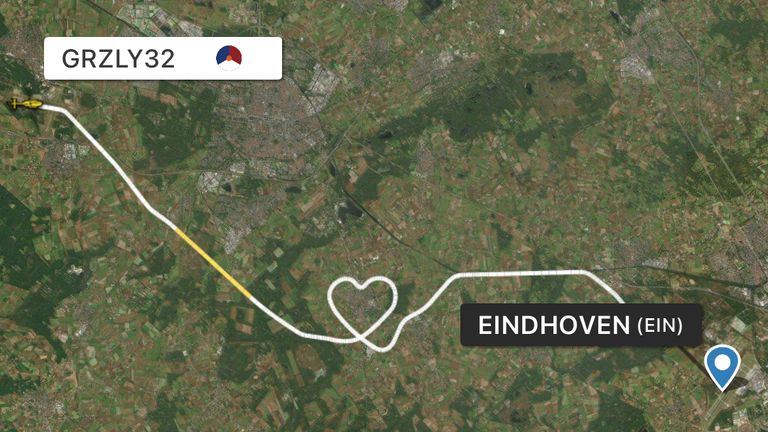 De Chinook vloog dit hartje boven Brabant.