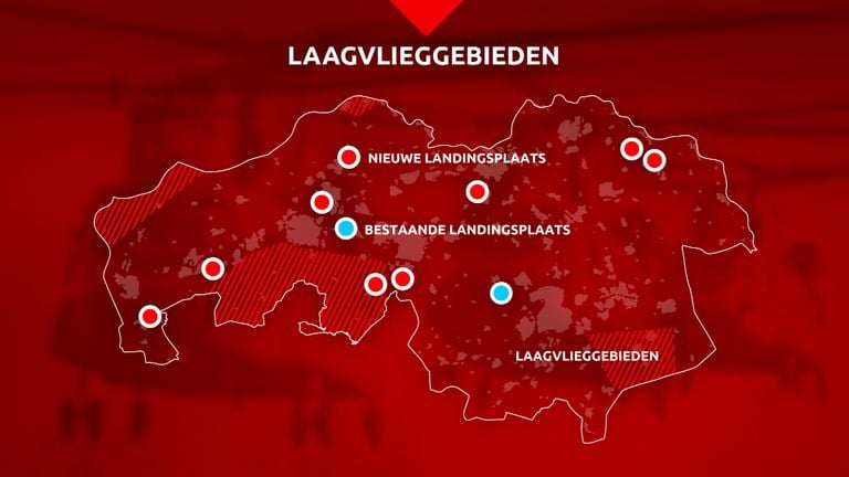 De (nieuwe) laagvlieggebieden in Brabant (kaart: Omroep Brabant).