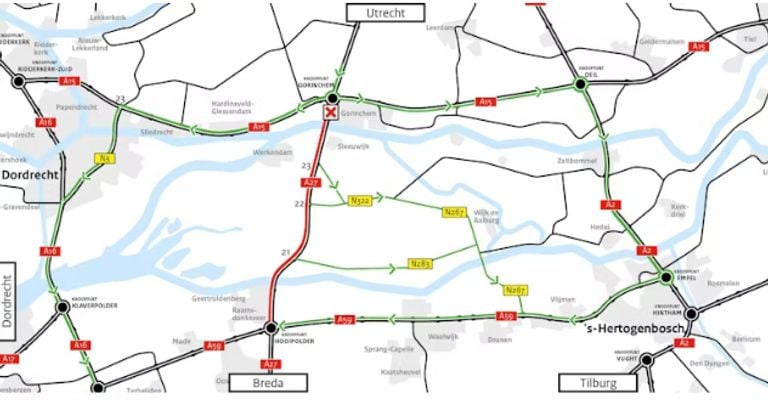De Merwedebrug is dicht dit weekend (foto: Rijkswaterstaat).
