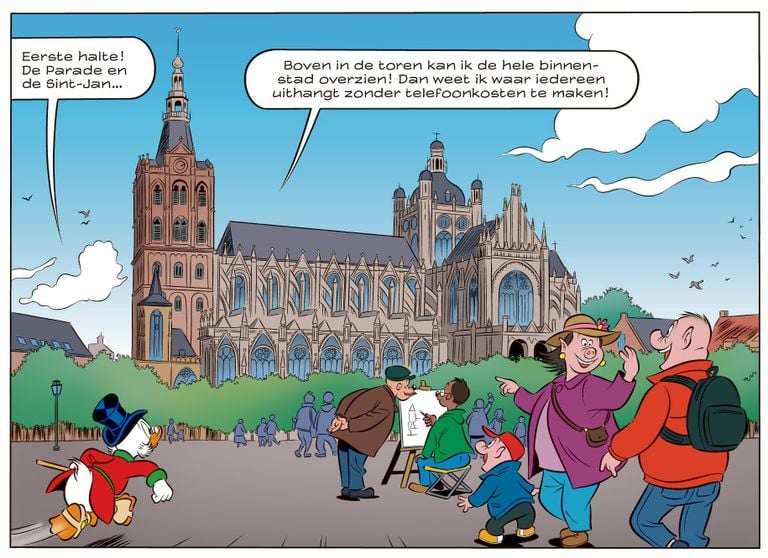 Dagobert Duck onderweg naar de Sint Janskathedraal (beeld: Disney/DPG)