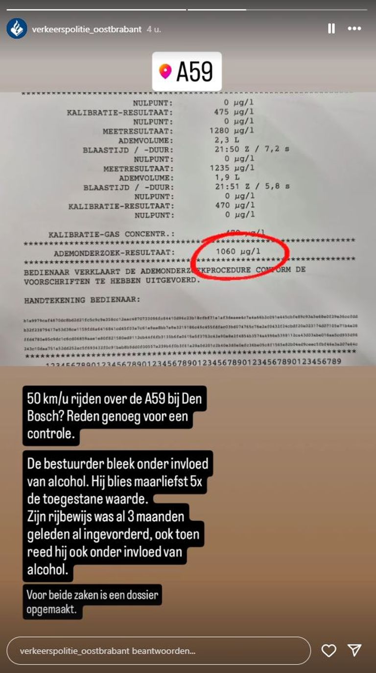 Bron: Instagram Verkeerspolitie Oost-Brabant.