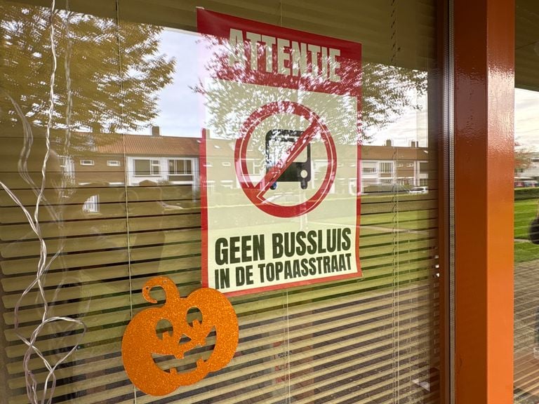 Bussen is pas Halloween voor deze bewoner (foto: Raymond Merkx)>