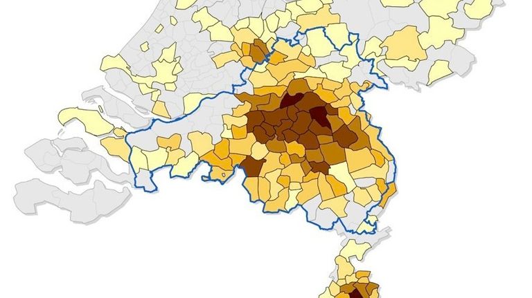 Concentratie Q-koortspatiënten in Nederland (2009).