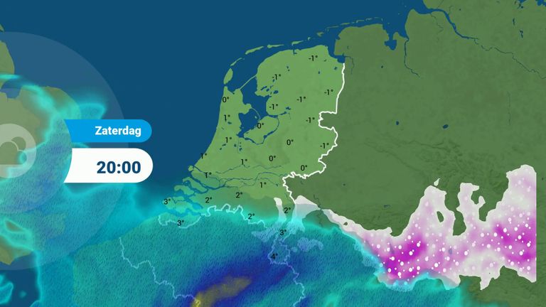 Heftige sneeuwval nadert Brabant (bron: Weerplaza).