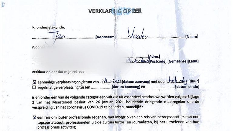 Verslaggever Jan Waalen moest ook een verklaring invullen. 