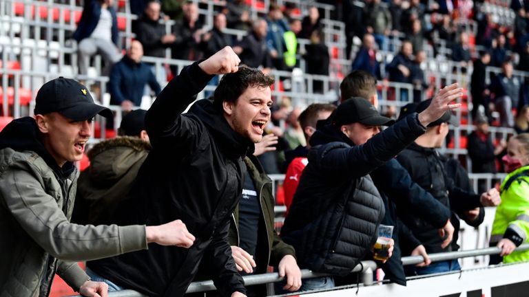 Ontlading bij de PSV-fans (foto: ANP).