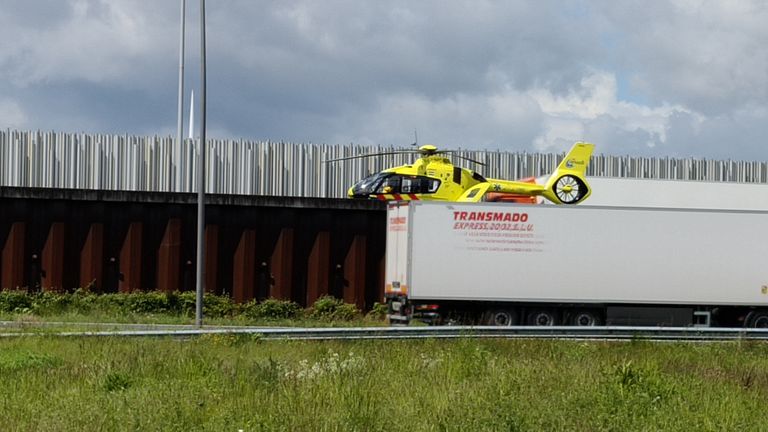 Er is een traumahelikopter geland (foto: Wilma Gebbink).