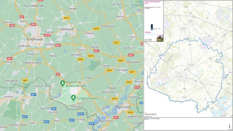 Het gebied dat is afgezet (foto: Google Maps/minister van Landbouw).