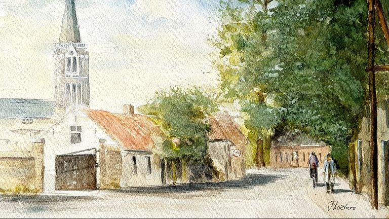 Dorpsgezicht van Oirschot (aquarel Jack Docters).