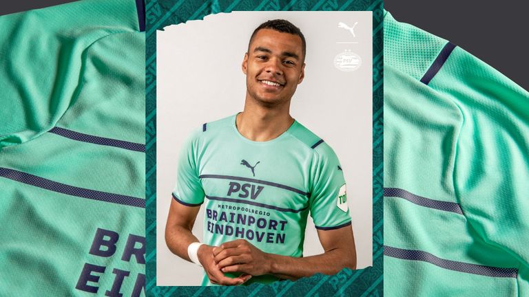 Gakpo in het 'derde shirt' van PSV.