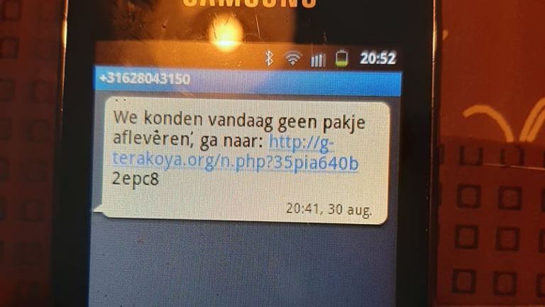 Ook in de pakketjes-smsjes staat een link. 