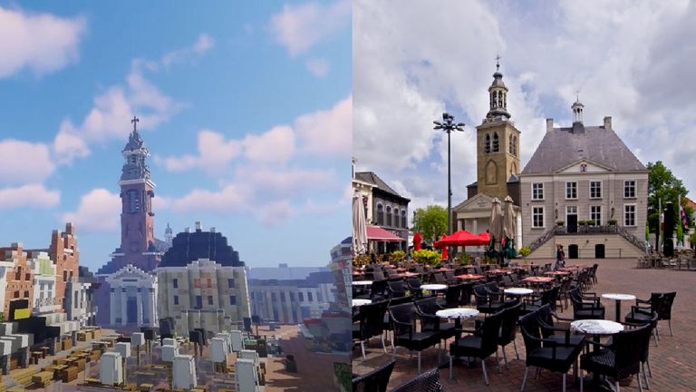 Het raadhuis en de Sint-Janskerk zijn tot in de puntjes nagebouwd (foto: GeoCraft).