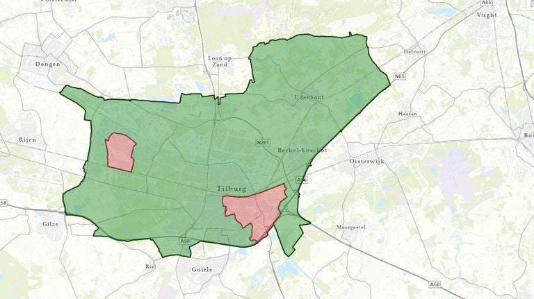 Dit zijn de vuurwerkvrije gebieden in Tilburg (foto: gemeente Tilburg)