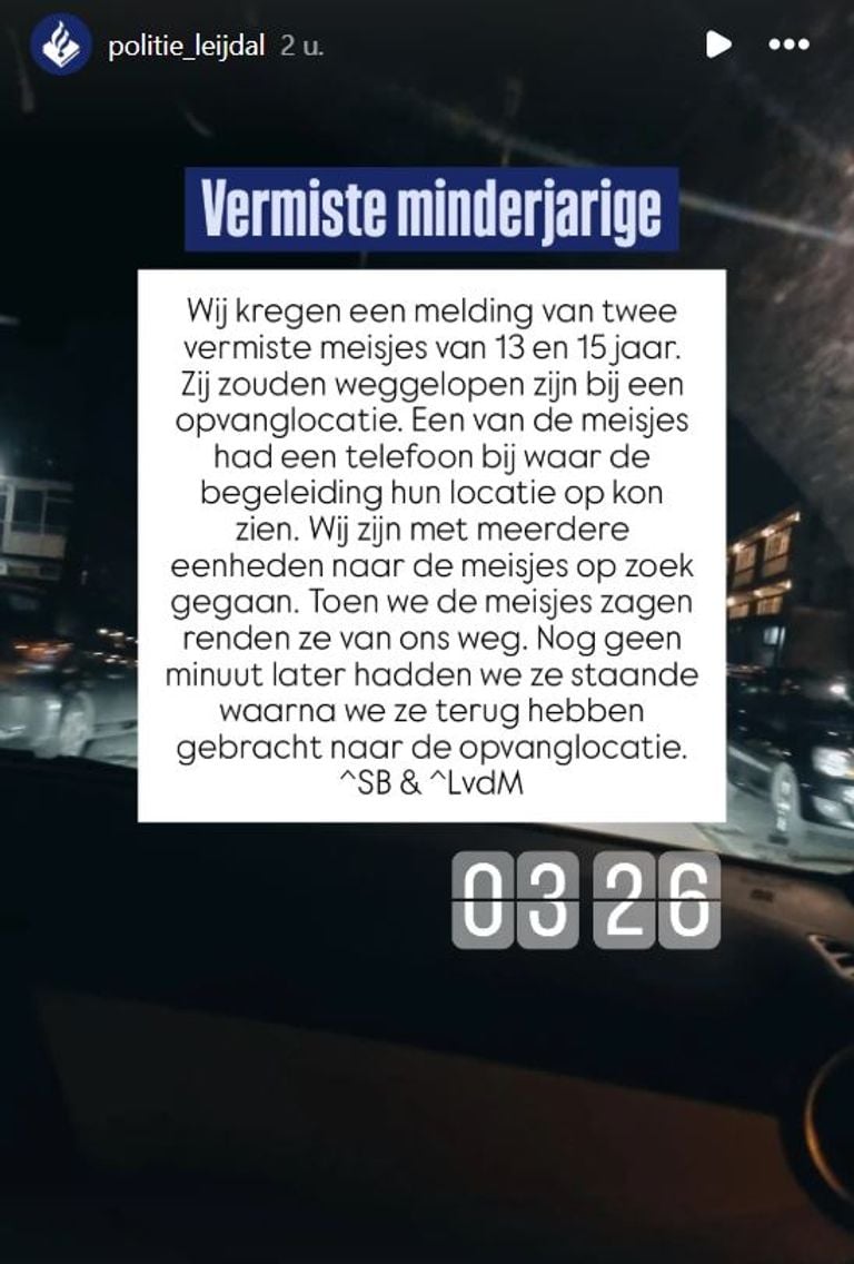 Foto: Instagram politie Leijdal