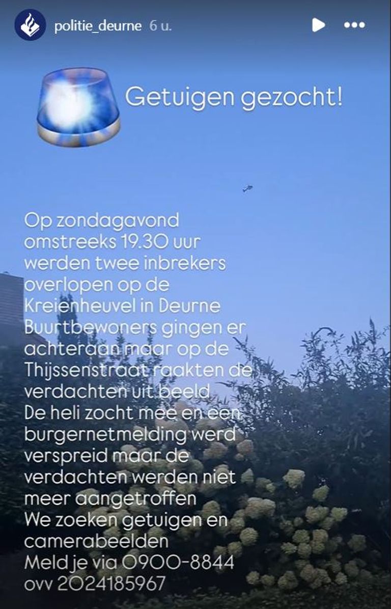 Foto: Instagram politie Deurne