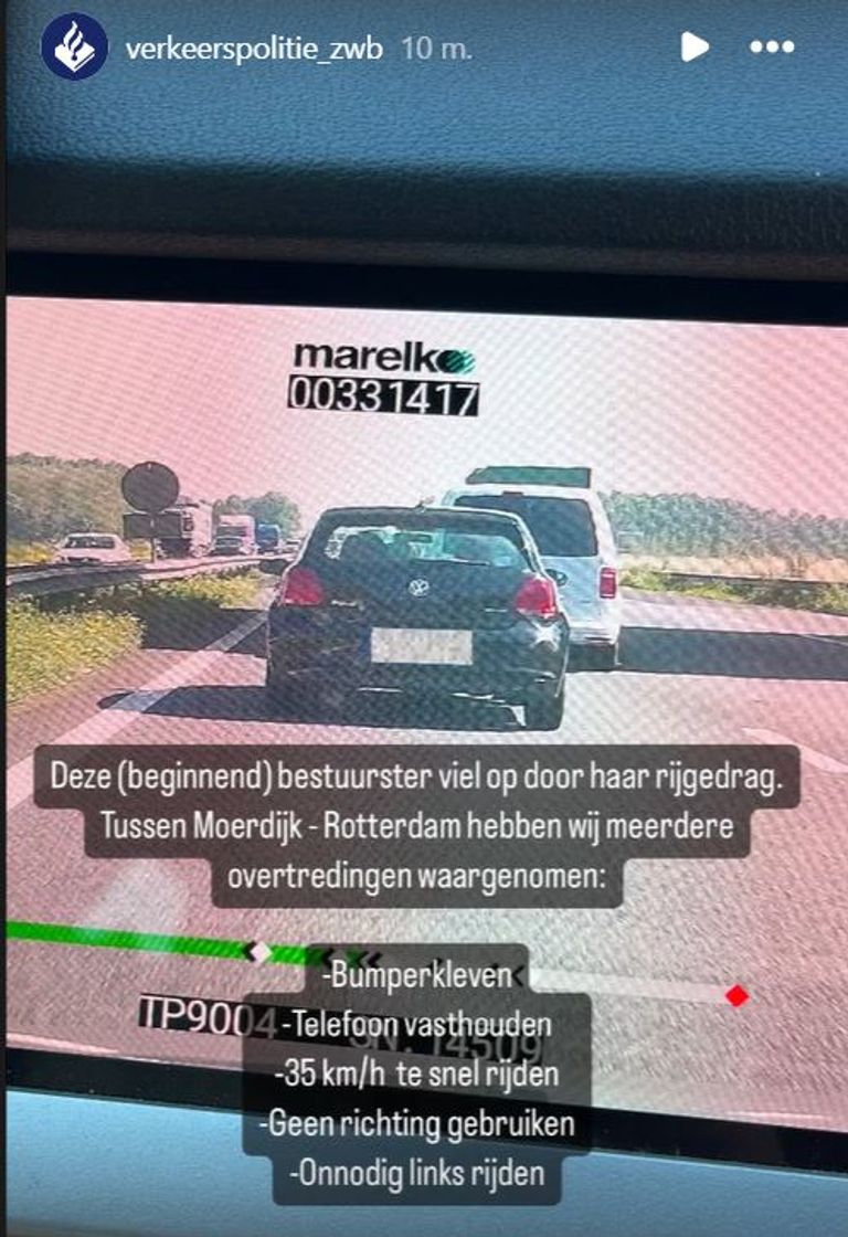 Foto: Instagram verkeerspolitie Zeeland-West-Brabant