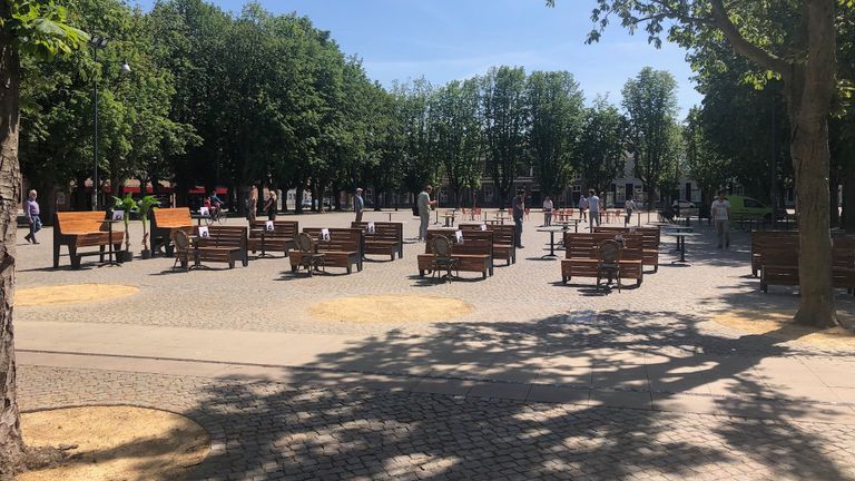 In Den Bosch werd in de aanloop naar 1 juni al getest met terrassen op de Parade. (Foto: Willem-Jan van Rooij)