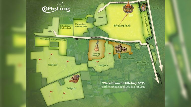 Op deze plekken wil de Efteling uitbreiden (beeld: Efteling). 