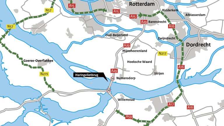 De omleidingsroutes (kaartje: Rijkswaterstaat).