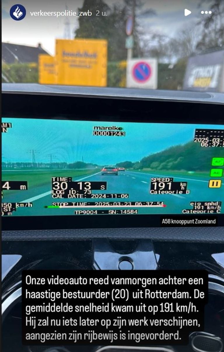 Foto: Instagram verkeerspolitie Zeeland-West-Brabant.