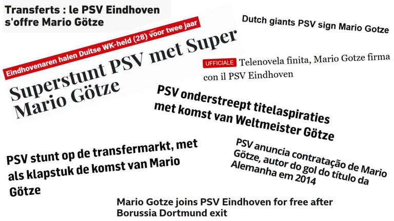 Nationale en internationale koppen over de komst Götze naar PSV.