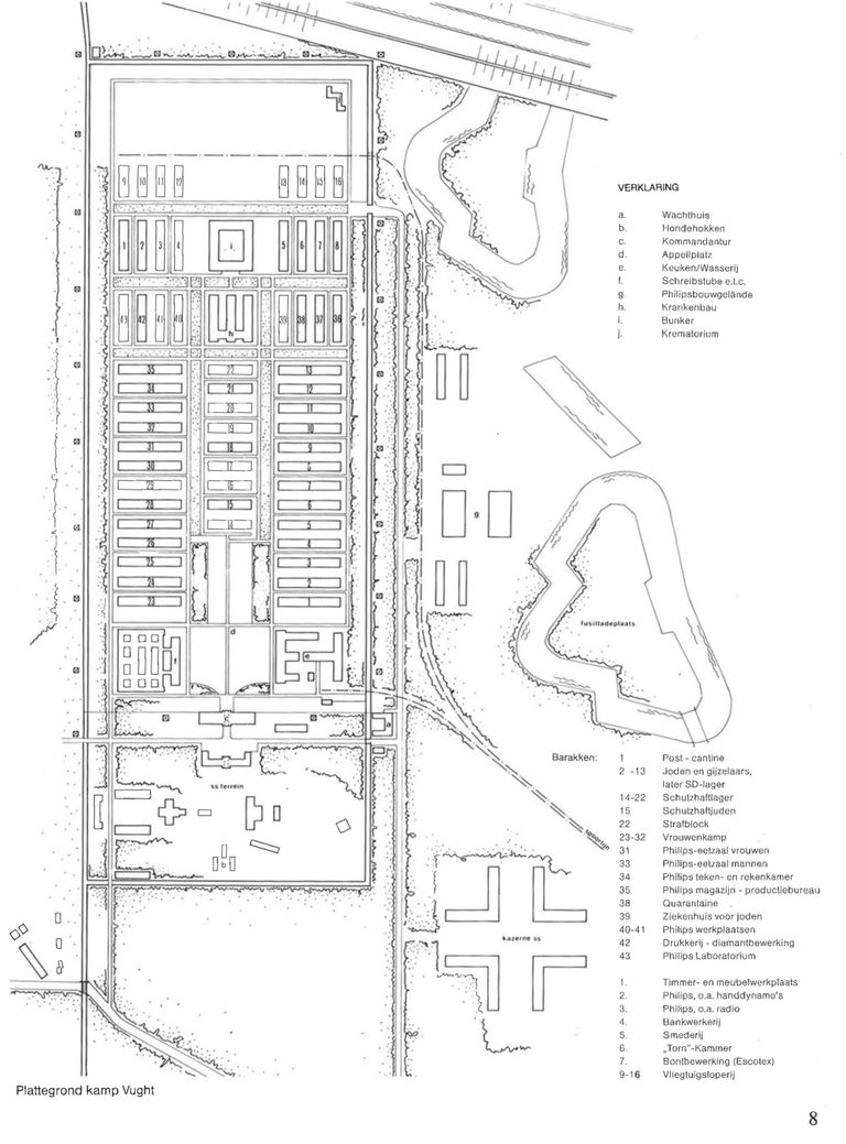 Een plattegrond van Kamp Vught (afbeelding: Nationaal Monument Kamp Vught).