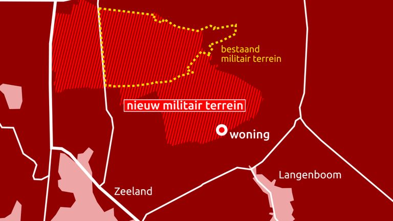 Beoogd nieuw militair terrein bij Langenboom