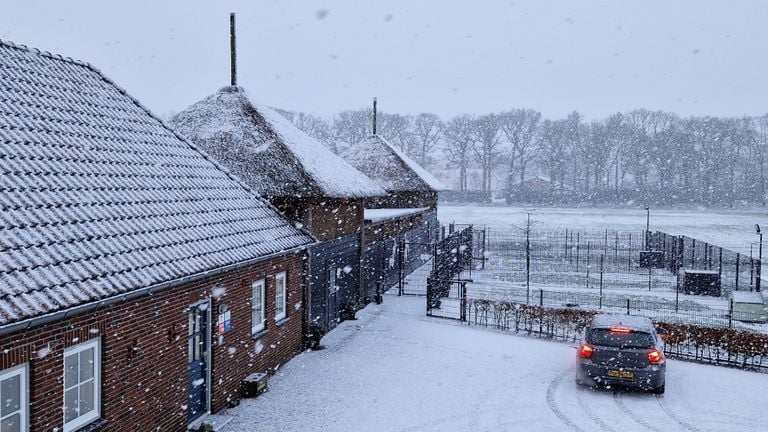 In Berlicum sneeuwde het rond kwart over negen maandagochtend flink (foto: Harvy Schouten). 