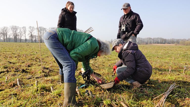 De weidevogelwerkgroep in actie.