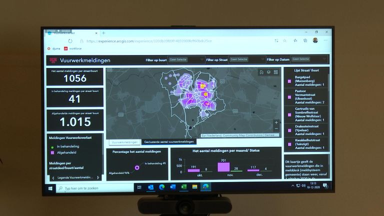 De zogenoemde heatmap voor vuurwerkoverlast (foto: Omroep Brabant).