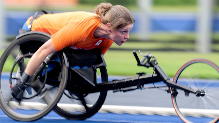 Amy Siemons in training voor de paralympische spelen