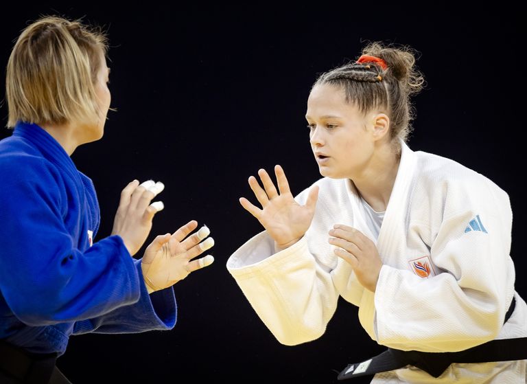 Judoka Joanne van Lieshout verloor van Ji su Kim (foto: ANP 2024/Iris van den Broek).