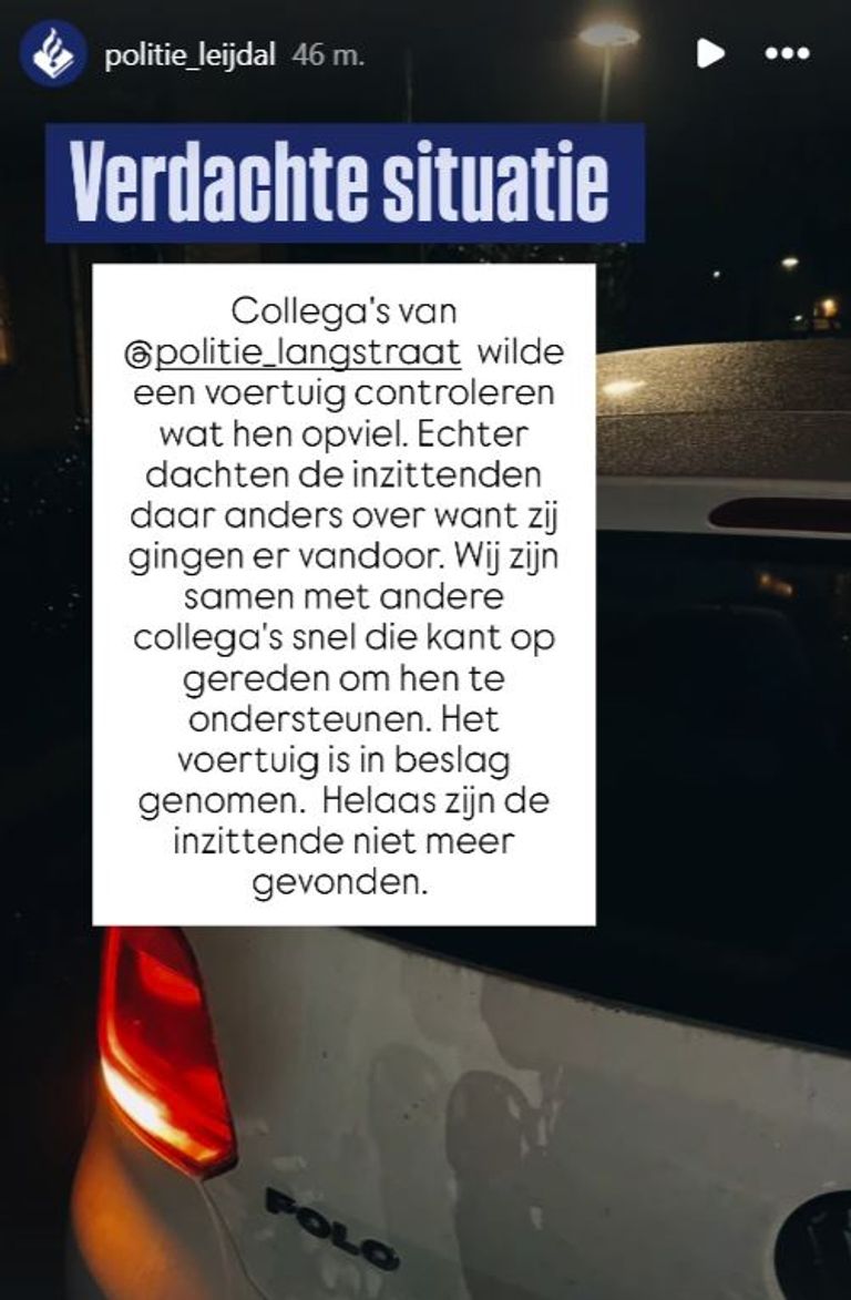 Foto: Instagram politie Leijdal