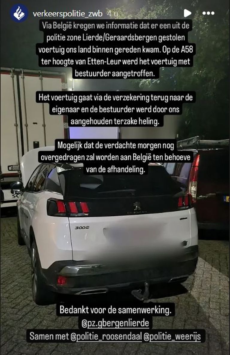 Foto: Instagram verkeerspolitie Zeeland-West-Brabant