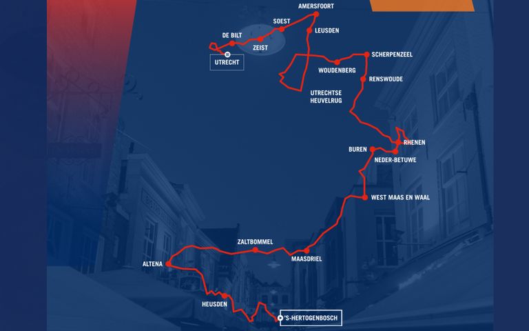 Het parcours van de tweede etappe van de Vuelta 2022 met start in Den Bosch
