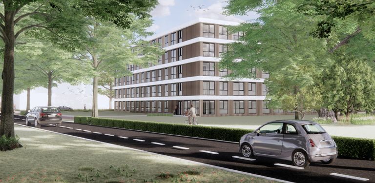 Impressie van de tijdelijke woningen die in Tilburg worden gebouwd. (foto: gemeente Tilburg)