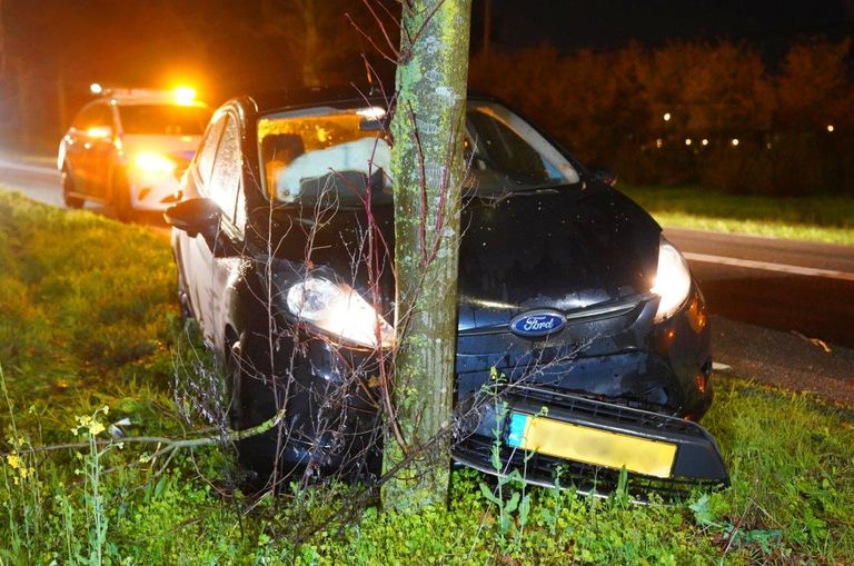 De automobiliste botste met haar auto op een boom naast de Empelseweg in Empel (foto: Bart Meesters).