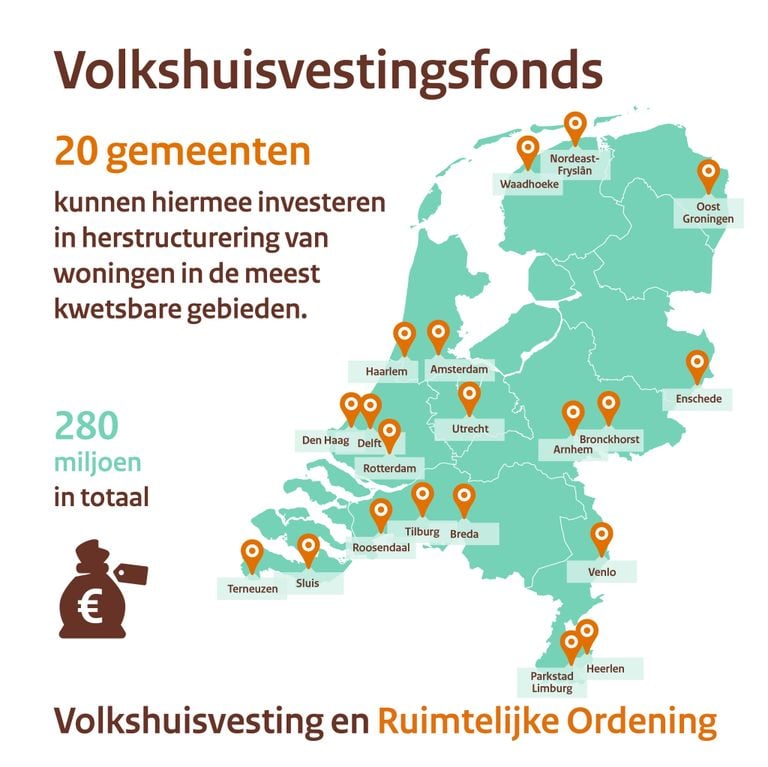 De kaart van het ministerie van Binnenlandse Zaken