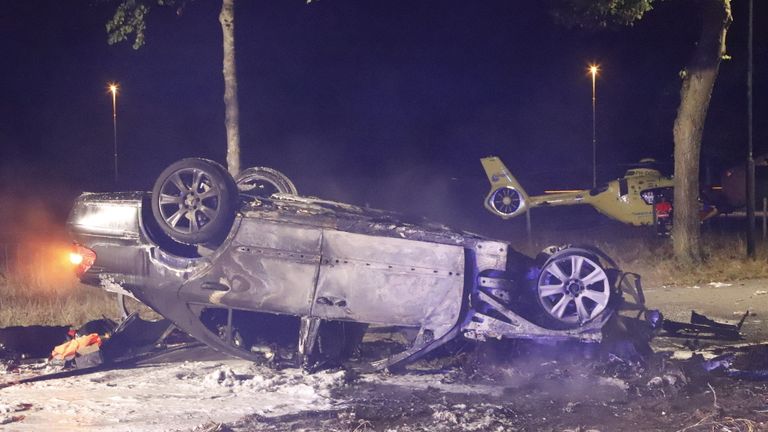 Vanwege de ernst van de situatie kwam een traumaheli naar Linden (foto: SK-Media).