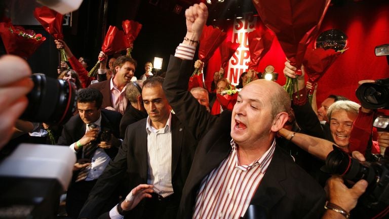 Bij de verkiezingen in 2006 was de SP onder aanvoering van Jan Marijnissen de grote winnaar: de partij steeg van 8 naar 25 zetels (foto: ANP).