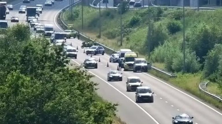 Het ongeluk op de A2 (beeld: Rijkswaterstaat).