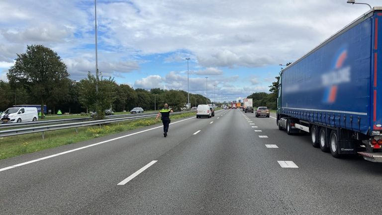 De ongelukken op de A58 bij Tilburg gebeurden bij Tilburg Centrum-West (foto: Twitter Rijkswaterstaat).