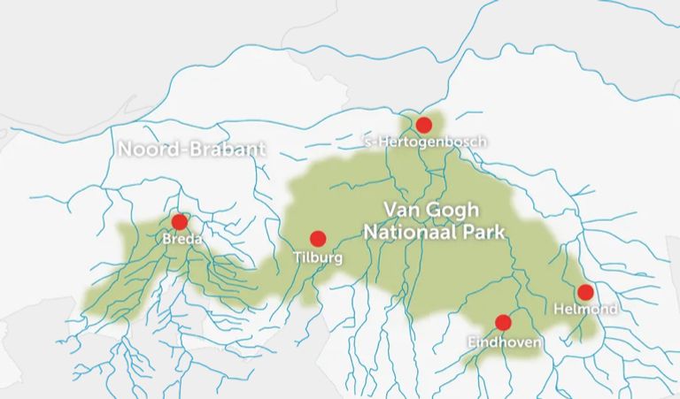 Zo groot wordt het Van Gogh Nationaal Park. 