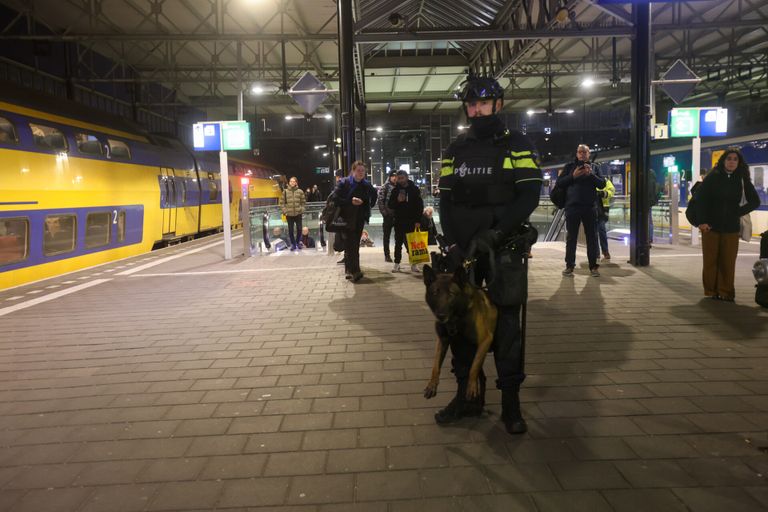 Trein doorzocht door politie voor een man met vuurwapen (foto: Arno van der Linden/SQ Vision).