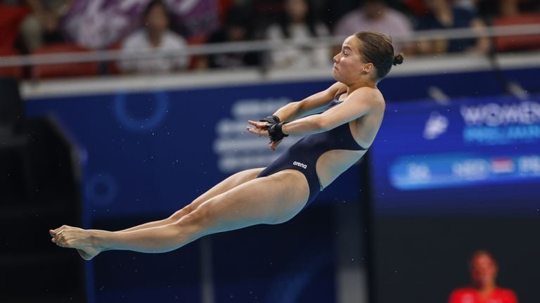 Else Praasterink in actie op het WK in Singapore (foto: EPA/Rungroj Yongrit, via ANP).