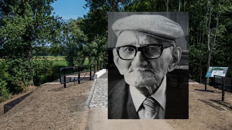 Het bankje van de 105 jarige Pieter Arie Boll staat ook weer op de sluis