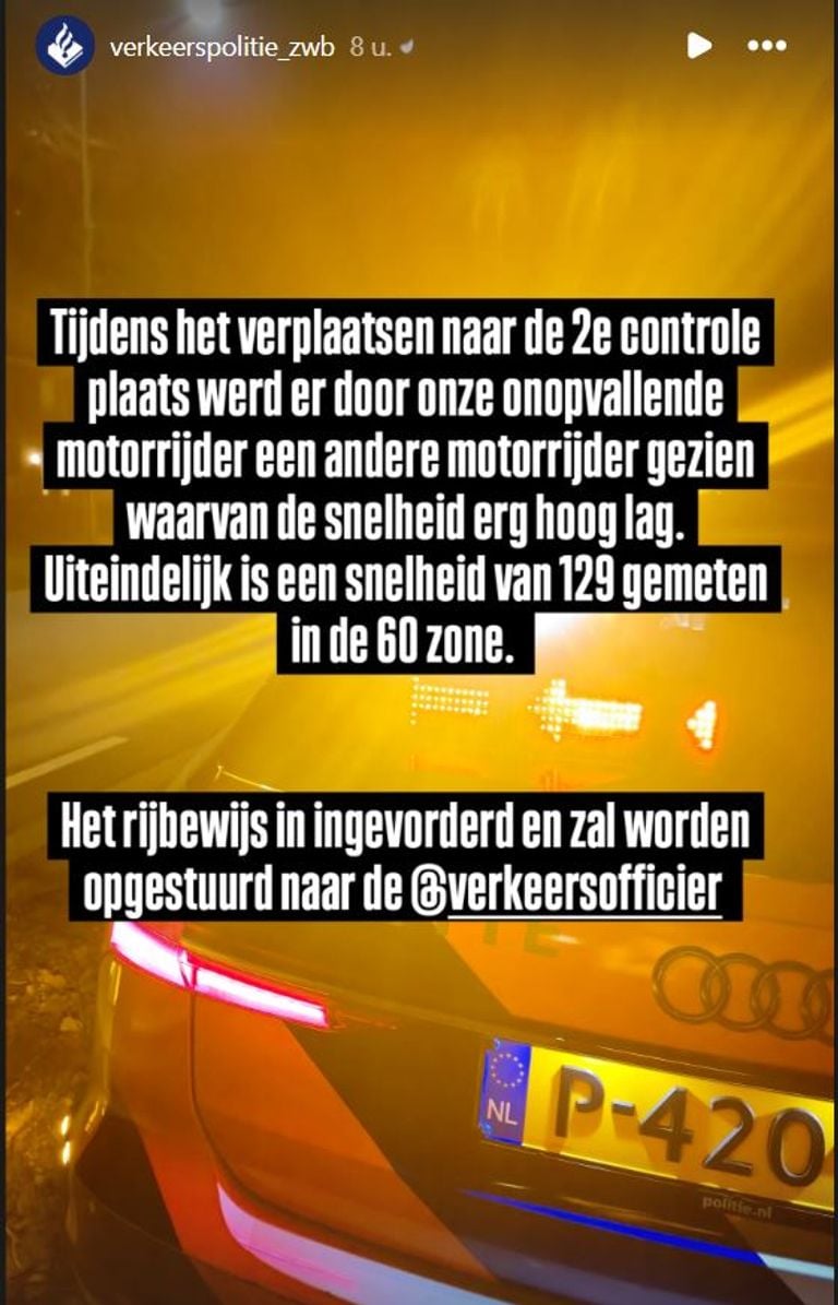 Foto: Instagram verkeerspolitie Zeeland-West-Brabant