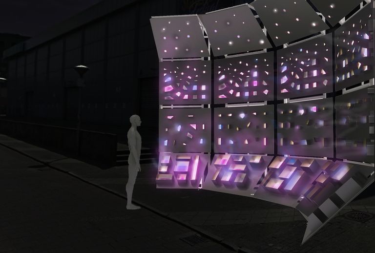 Impressie van het lichtkunstwerk SKYWAY van studententeam IGNITE op GLOW 